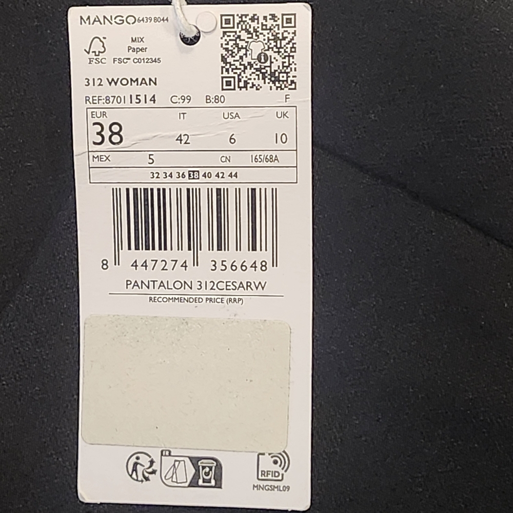MANGO CESARW Straight-Leg Trousers Size 38 (US 6) Black NWT - Picture 3 of 15